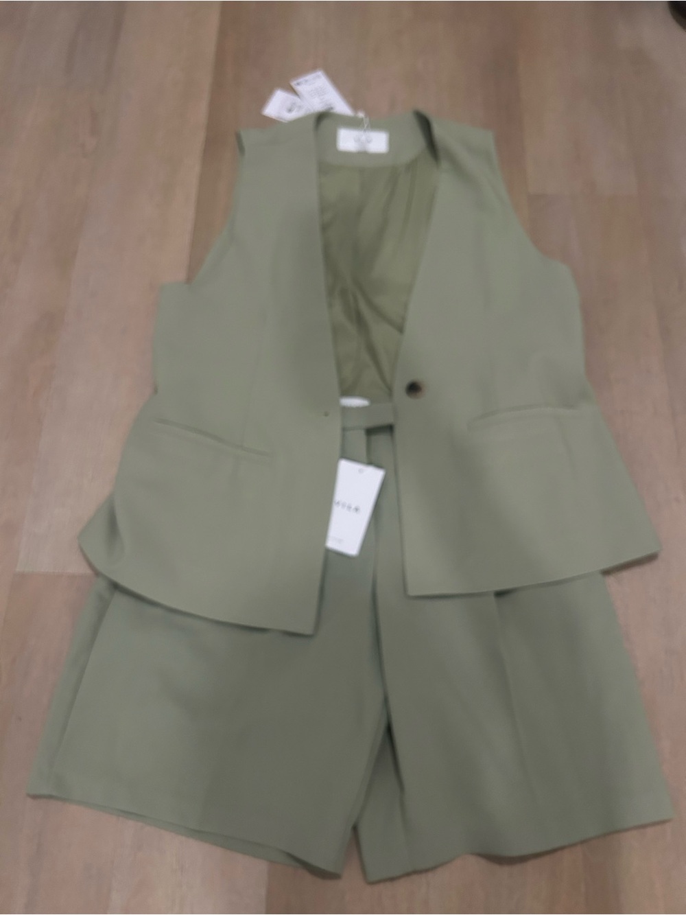 ASOS Sleeveless Olive Green Vest & Short Set